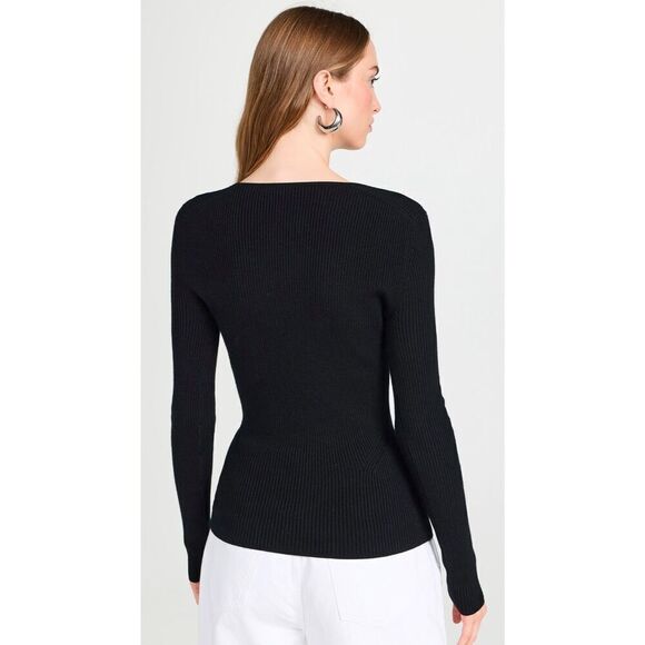 Jason Wu Curved Neckline Sweater in Black NWT Size XL - Picture 2 of 10